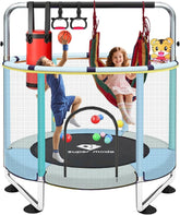 Trampoline for Kids, 5FT Adjustable Toddler Trampoline, Indoor/Outdoor Baby Trampoline with Enclosure Net, No-Gap Safe Design, Gifts for Boys & Girls